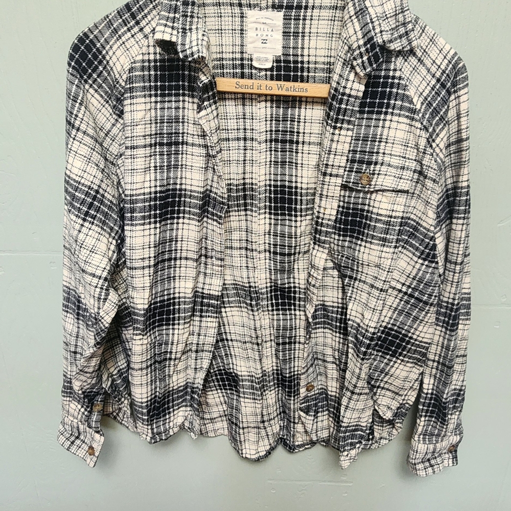 Billabong Black and White Plaid Shirt